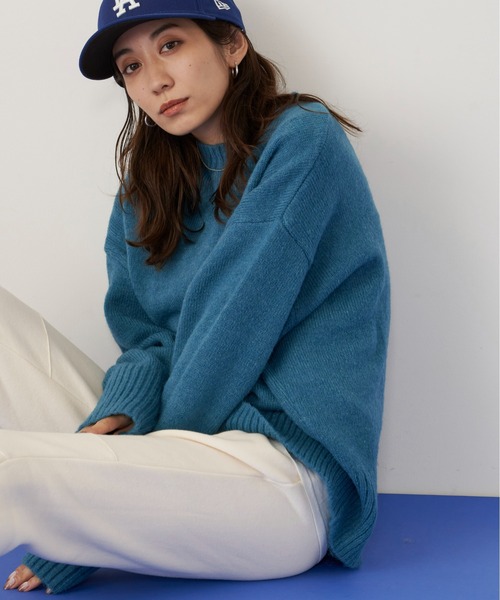 Auntie Rosa Holiday（アンティローザホリデー）の「カラークルーニットプルオーバー（ニット/セーター・レディース・コーラルピンク/アイボリー/ライトブルー/ブラック・FREE）」の13枚目の写真