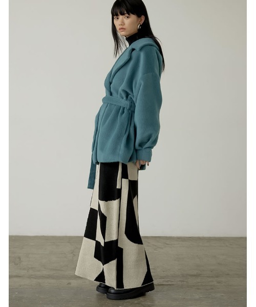 Re:EDIT(リエディ)の「ジオメトリックニットタイトスカート(スカート・レディース・ブラウン/アイボリー・MEDIUM/SHORT/LARGE)」の6枚目の写真