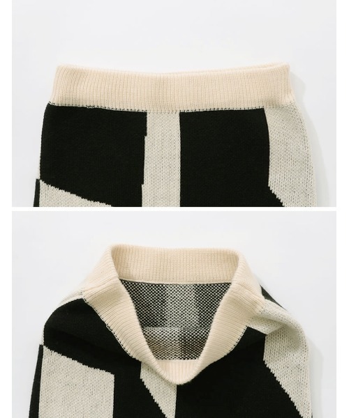 Re:EDIT(リエディ)の「ジオメトリックニットタイトスカート(スカート・レディース・ブラウン/アイボリー・MEDIUM/SHORT/LARGE)」の5枚目の写真