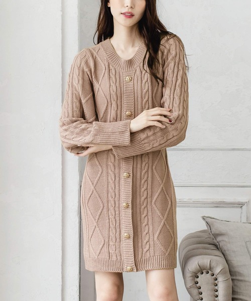セール 金ボタンケーブル編みニットワンピース ワンピース Julia Boutique ジュリアブティック のファッション通販 Zozotown