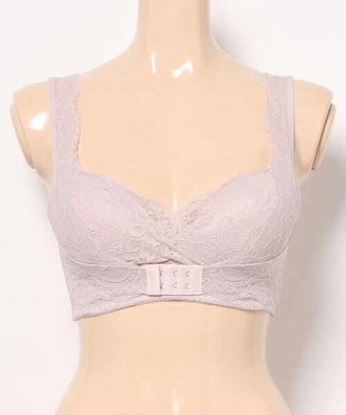SNIDEL HOME（スナイデルホーム）の「レースプッシュアップナイトブラ（ナイトブラ・レディース・ライトグレー/ピンク・0）」の2枚目の写真