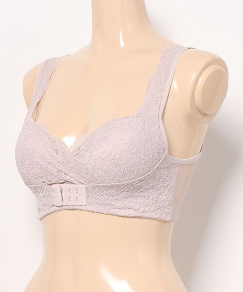 SNIDEL HOME（スナイデルホーム）の「レースプッシュアップナイトブラ（ナイトブラ・レディース・ライトグレー/ピンク・0）」の3枚目の写真
