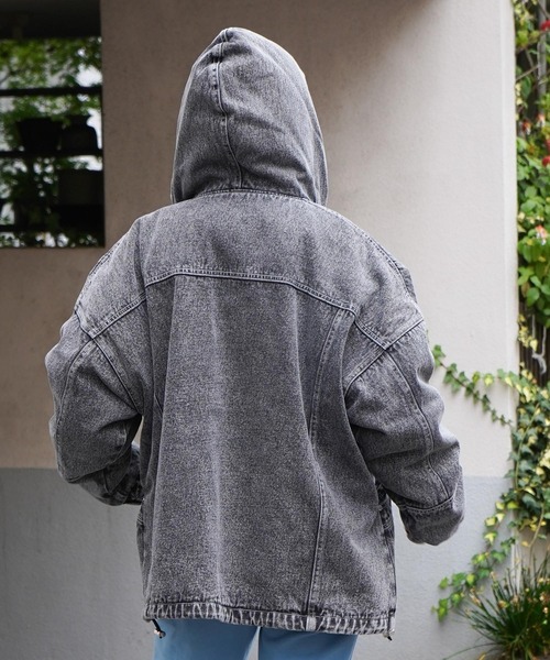 X-girl（エックスガール）の「PANELLED DENIM COAT（デニムジャケット・レディース・ブラック/インディゴブルー・S/M）」の17枚目の写真