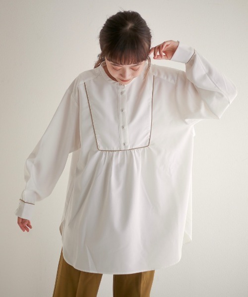 spoon store(スプーンストア)の「ヨークパイピングバンドカラーシャツ(シャツ/ブラウス・レディース・ブラック/ホワイト系その他・フリー)」の18枚目の写真