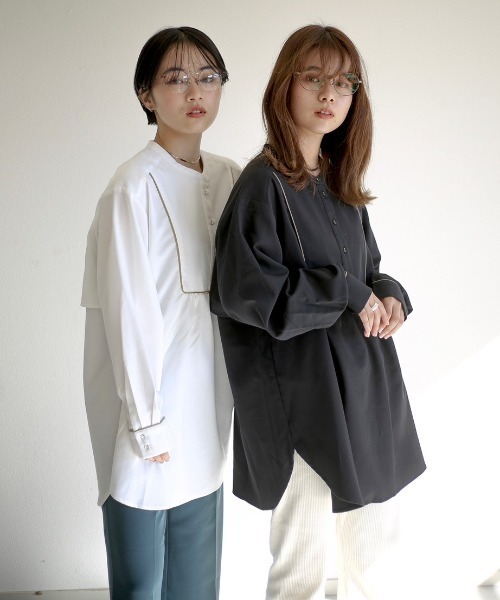 spoon store(スプーンストア)の「ヨークパイピングバンドカラーシャツ(シャツ/ブラウス・レディース・ブラック/ホワイト系その他・フリー)」の14枚目の写真