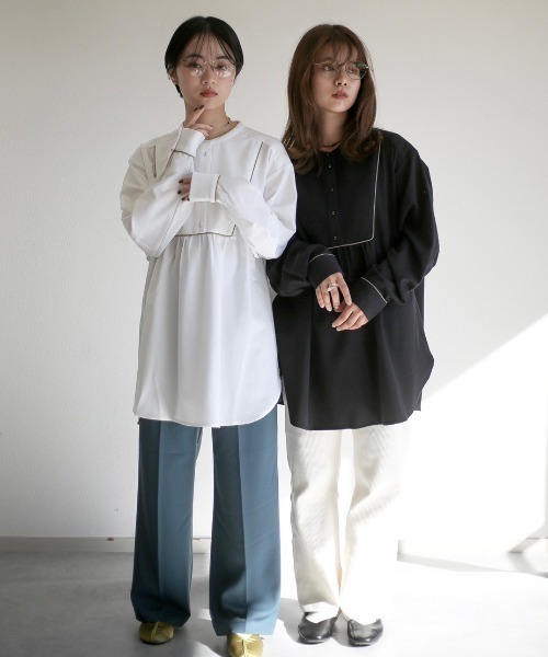 spoon store(スプーンストア)の「ヨークパイピングバンドカラーシャツ(シャツ/ブラウス・レディース・ブラック/ホワイト系その他・フリー)」の17枚目の写真