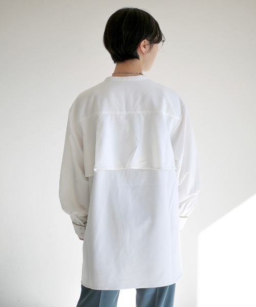 spoon store(スプーンストア)の「ヨークパイピングバンドカラーシャツ(シャツ/ブラウス・レディース・ブラック/ホワイト系その他・フリー)」の12枚目の写真