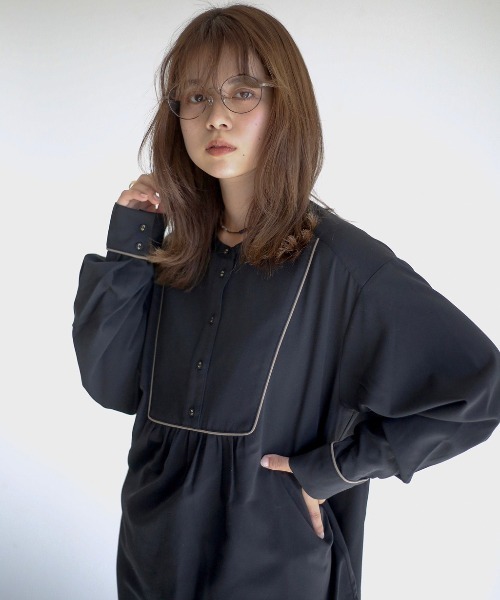 spoon store(スプーンストア)の「ヨークパイピングバンドカラーシャツ(シャツ/ブラウス・レディース・ブラック/ホワイト系その他・フリー)」の16枚目の写真