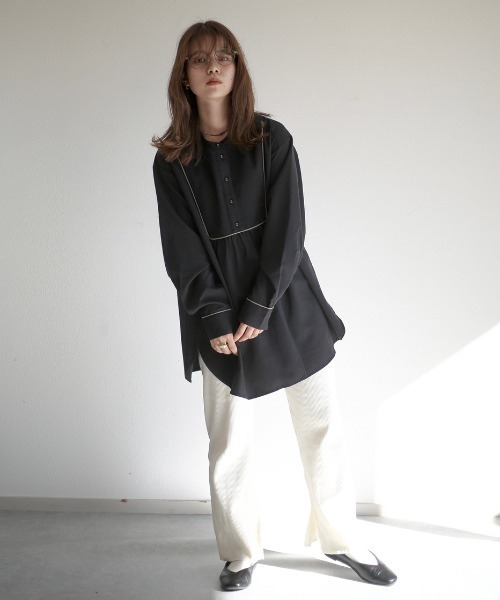 spoon store(スプーンストア)の「ヨークパイピングバンドカラーシャツ(シャツ/ブラウス・レディース・ブラック/ホワイト系その他・フリー)」の20枚目の写真