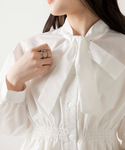 WEGO(ウィゴー)の「WEGO/ウエストギャザーリボンタイチュニック(シャツ/ブラウス・レディース・ホワイト・FREE)」の7枚目の写真