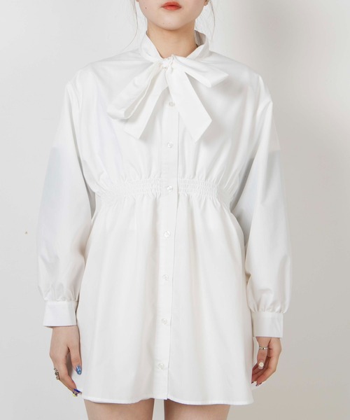 WEGO(ウィゴー)の「WEGO/ウエストギャザーリボンタイチュニック(シャツ/ブラウス・レディース・ホワイト・FREE)」の8枚目の写真