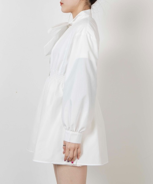 WEGO(ウィゴー)の「WEGO/ウエストギャザーリボンタイチュニック(シャツ/ブラウス・レディース・ホワイト・FREE)」の9枚目の写真