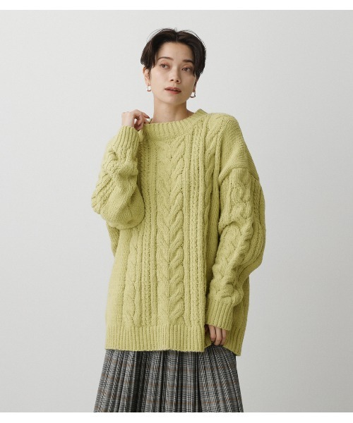 AZUL by moussy(アズールバイマウジー)の「CHENILLE SHAGGY H/N KNIT(ニット/セーター・レディース・ブラック/ライトグリーン/アイボリー・SMALL/MEDIUM)」の3枚目の写真