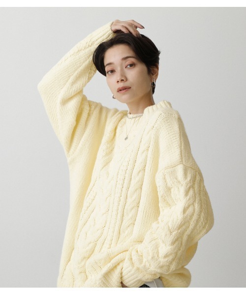 AZUL by moussy(アズールバイマウジー)の「CHENILLE SHAGGY H/N KNIT(ニット/セーター・レディース・ブラック/ライトグリーン/アイボリー・SMALL/MEDIUM)」の2枚目の写真