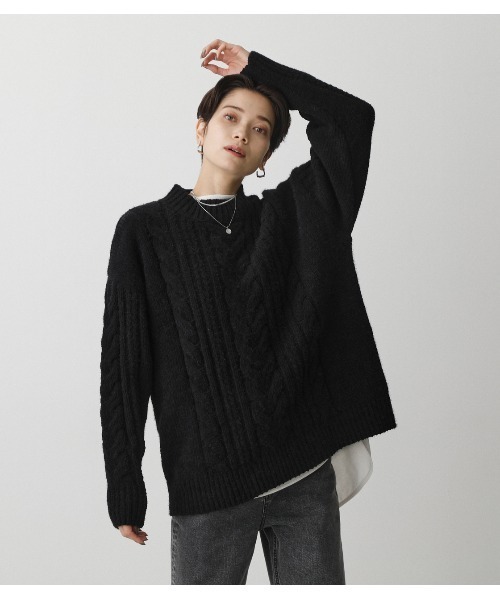 AZUL by moussy(アズールバイマウジー)の「CHENILLE SHAGGY H/N KNIT(ニット/セーター・レディース・ブラック/ライトグリーン/アイボリー・SMALL/MEDIUM)」の13枚目の写真
