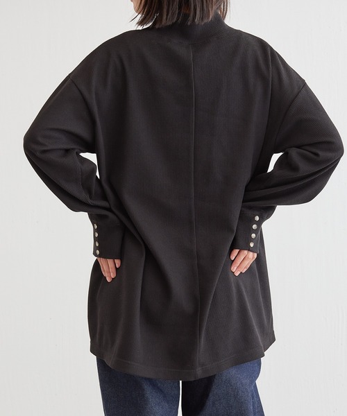 BONbazaar（ボンバザール）の「リブカットチュニックトップス（Tシャツ/カットソー・レディース・チャコールグレー/アイボリー/ブラック・FREE）」の2枚目の写真