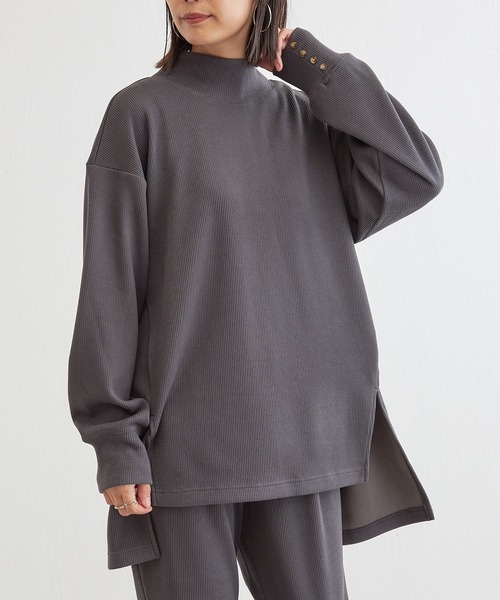 BONbazaar（ボンバザール）の「リブカットチュニックトップス（Tシャツ/カットソー・レディース・チャコールグレー/アイボリー/ブラック・FREE）」の14枚目の写真