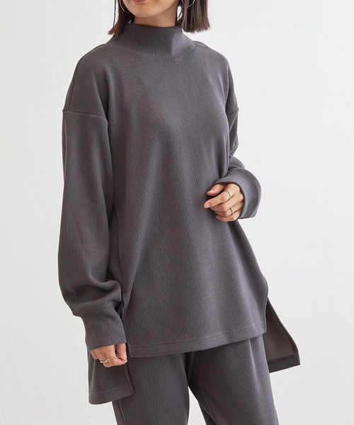 BONbazaar（ボンバザール）の「リブカットチュニックトップス（Tシャツ/カットソー・レディース・チャコールグレー/アイボリー/ブラック・FREE）」の20枚目の写真