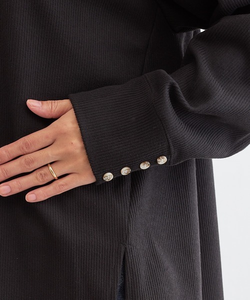 BONbazaar（ボンバザール）の「リブカットチュニックトップス（Tシャツ/カットソー・レディース・チャコールグレー/アイボリー/ブラック・FREE）」の6枚目の写真