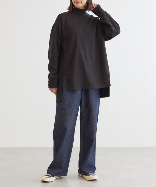 BONbazaar（ボンバザール）の「リブカットチュニックトップス（Tシャツ/カットソー・レディース・チャコールグレー/アイボリー/ブラック・FREE）」の7枚目の写真