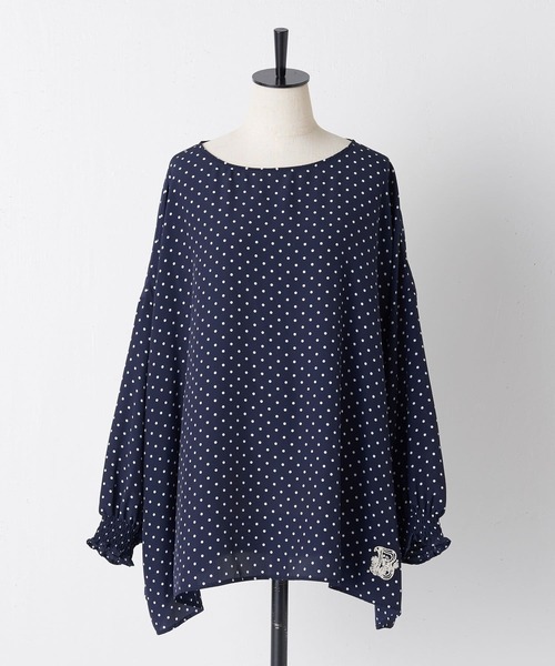 BEARDSLEY（ビアズリー）の「B刺繍ドットブラウス（シャツ/ブラウス・レディース・ネイビー/ブラック・FREE）」の6枚目の写真