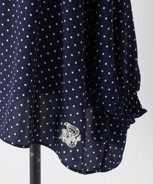 BEARDSLEY（ビアズリー）の「B刺繍ドットブラウス（シャツ/ブラウス・レディース・ネイビー/ブラック・FREE）」の7枚目の写真