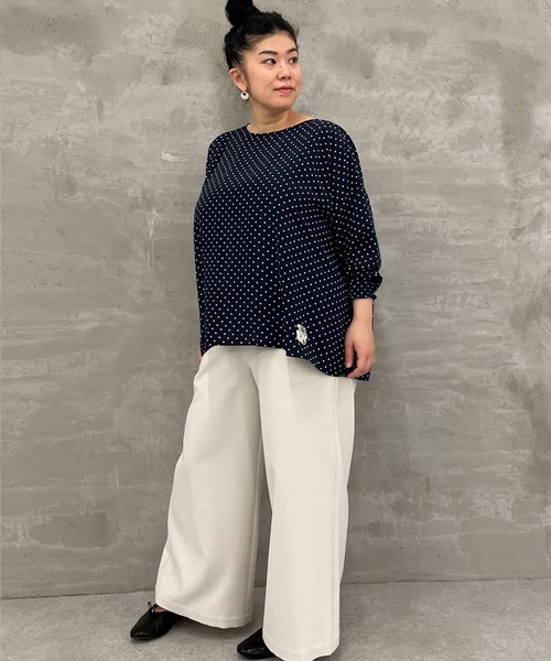 BEARDSLEY（ビアズリー）の「B刺繍ドットブラウス（シャツ/ブラウス・レディース・ネイビー/ブラック・FREE）」の5枚目の写真
