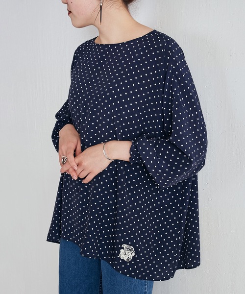 BEARDSLEY（ビアズリー）の「B刺繍ドットブラウス（シャツ/ブラウス・レディース・ネイビー/ブラック・FREE）」の15枚目の写真