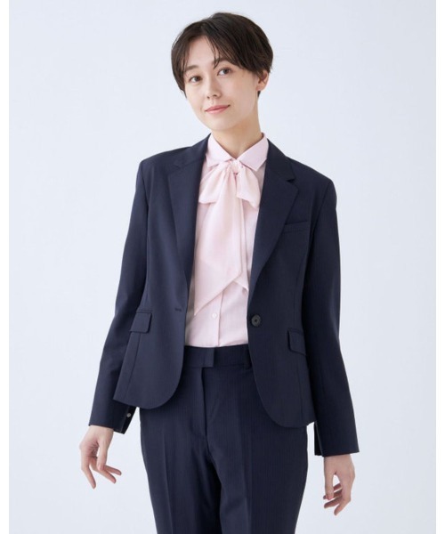 SUIT SELECT(スーツセレクト)の「【セットアップ対応】【SUIT SELECT × Samantha Thavasa】【おうちで洗える】1釦ジャケット/ネイビーストライプ(スーツジャケット・レディース・ネイビー・11号/9号/7号/13号/15号/17号/5号)」の2枚目の写真