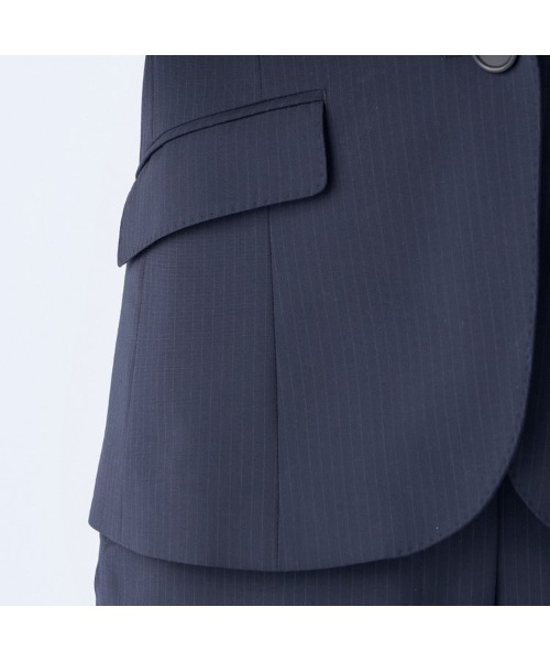 美品 SUIT SELECT スーツセレクト ネイビーストライプ L 極美品✨スーツセレクト スリーピーススーツ セットアップ
