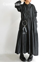 ブラックデニムティアードワンピース