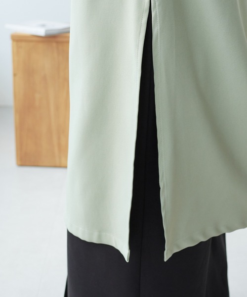 ECRIRE（エクリール）の「【TOMOコラボ】サイドスリットロングジレベスト（ワンピース・レディース・ブラック/ベージュ/ライトグリーン/モカ・M/L）」の13枚目の写真