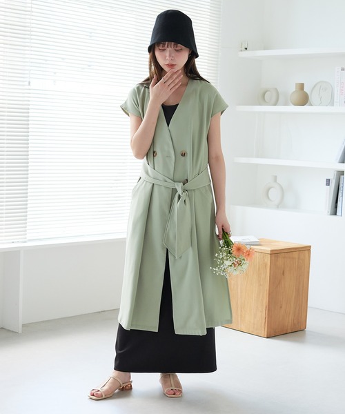 ECRIRE（エクリール）の「【TOMOコラボ】サイドスリットロングジレベスト（ワンピース・レディース・ブラック/ベージュ/ライトグリーン/モカ・M/L）」の18枚目の写真