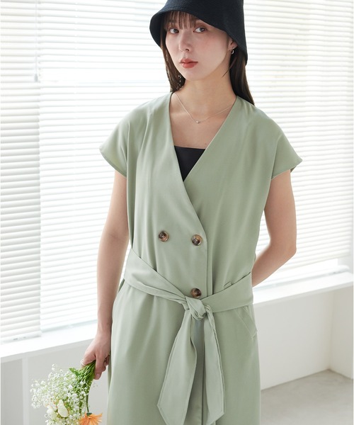 ECRIRE（エクリール）の「【TOMOコラボ】サイドスリットロングジレベスト（ワンピース・レディース・ブラック/ベージュ/ライトグリーン/モカ・M/L）」の20枚目の写真