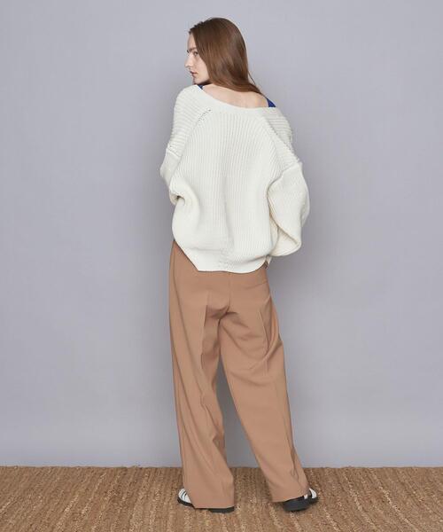 AEWEN MATOPH（イウエン マトフ）の「＜AEWEN MATOPH（イウエン マトフ）＞C/NY アゼ スナップ Vネックカーディガン（カーディガン/ボレロ・レディース・ブラック/オフホワイト・FREE）」の3枚目の写真