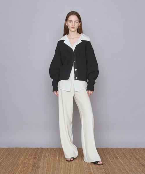 AEWEN MATOPH（イウエン マトフ）の「＜AEWEN MATOPH（イウエン マトフ）＞C/NY アゼ スナップ Vネックカーディガン（カーディガン/ボレロ・レディース・ブラック/オフホワイト・FREE）」の5枚目の写真