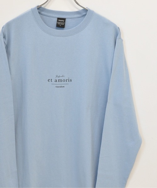 TRAP/U (トラップユー)の「フロント メッセージプリント コットン 天竺 ロングTシャツ(Tシャツ/カットソー・メンズ・ブラック/ホワイト/サックスブルー・L/M)」の1枚目の写真