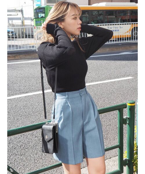 EVRIS（エヴリス）の「バックオープンパフスリーブニットトップス（ニット/セーター・レディース・ブラック/オレンジ/ブルー・FREE）」の18枚目の写真