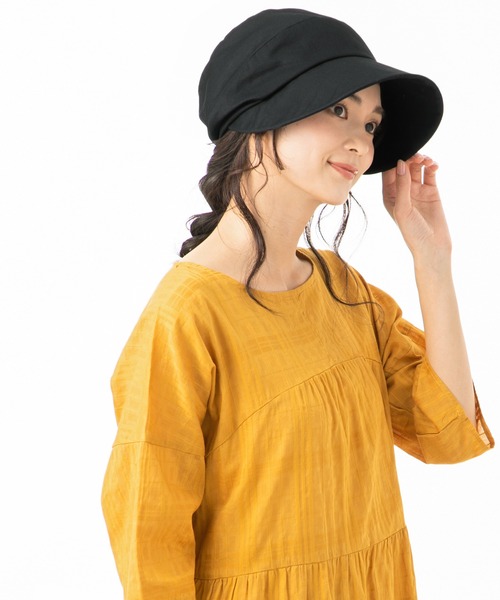 QUEENHEAD（クイーンヘッド）の「つば広キャスケット(クレンゼ使用)（キャスケット・レディース・ブラック/ベージュ/ネイビー/カーキ・X-LARGE/XX-LARGE/FREE）」の9枚目の写真