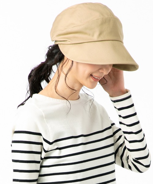 QUEENHEAD（クイーンヘッド）の「つば広キャスケット(クレンゼ使用)（キャスケット・レディース・ブラック/ベージュ/ネイビー/カーキ・X-LARGE/XX-LARGE/FREE）」の14枚目の写真