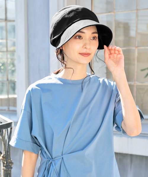 QUEENHEAD（クイーンヘッド）の「つば広キャスケット(クレンゼ使用)（キャスケット・レディース・ブラック/ベージュ/ネイビー/カーキ・X-LARGE/XX-LARGE/FREE）」の5枚目の写真