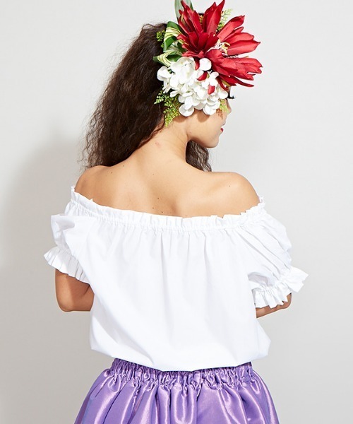 Maunaloa(マウナロア)の「【Maunaloa】パフフレンチ袖ブラウス(シャツ/ブラウス・レディース・ブラック/ホワイト・L/M/S)」の4枚目の写真