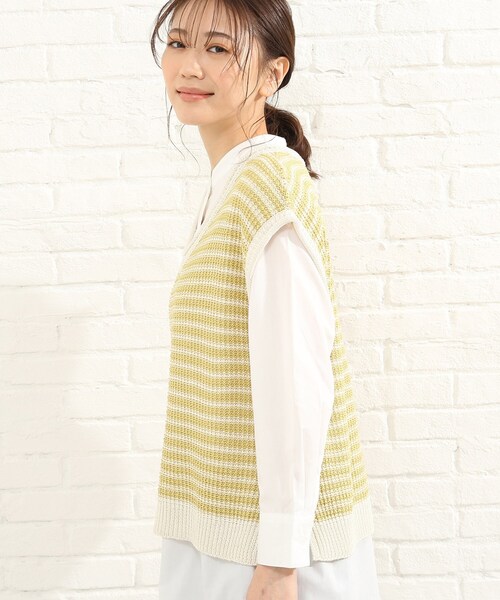 SHOO・LA・RUE（シューラルー）の「◆リネンライクざっくりベスト（ベスト・レディース・ライトグリーン/サンドベージュ/ホワイト系5/イエロー系2・00）」の5枚目の写真