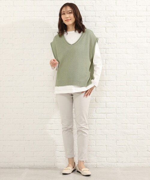 SHOO・LA・RUE（シューラルー）の「◆リネンライクざっくりベスト（ベスト・レディース・ライトグリーン/サンドベージュ/ホワイト系5/イエロー系2・00）」の18枚目の写真