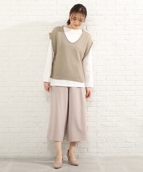 SHOO・LA・RUE（シューラルー）の「◆リネンライクざっくりベスト（ベスト・レディース・ライトグリーン/サンドベージュ/ホワイト系5/イエロー系2・00）」の7枚目の写真