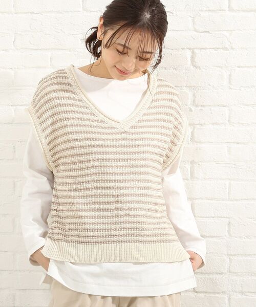 SHOO・LA・RUE（シューラルー）の「◆リネンライクざっくりベスト（ベスト・レディース・ライトグリーン/サンドベージュ/ホワイト系5/イエロー系2・00）」の19枚目の写真