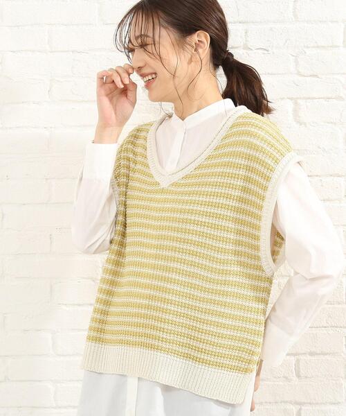 SHOO・LA・RUE（シューラルー）の「◆リネンライクざっくりベスト（ベスト・レディース・ライトグリーン/サンドベージュ/ホワイト系5/イエロー系2・00）」の8枚目の写真