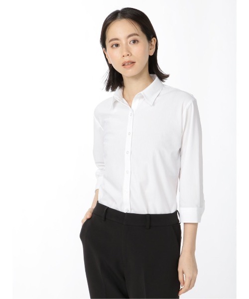 セール エムエフエディトリアルレディース M F Editorial Women ノーアイロンストレッチ レギュラーカラー ビジネスドレス7分袖ニット ブラウス ビジネスシャツ M F Editorial エムエフエディトリアル のファッション通販 Zozotown