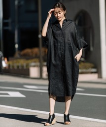 60sライトフレンチリネンシャツワンピース