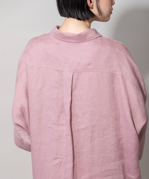 Munich｜22SS ローズピンク 60sフレンチリネンビッグシャツ セール】60sライトフレンチリネンシャツワンピース（ワンピース